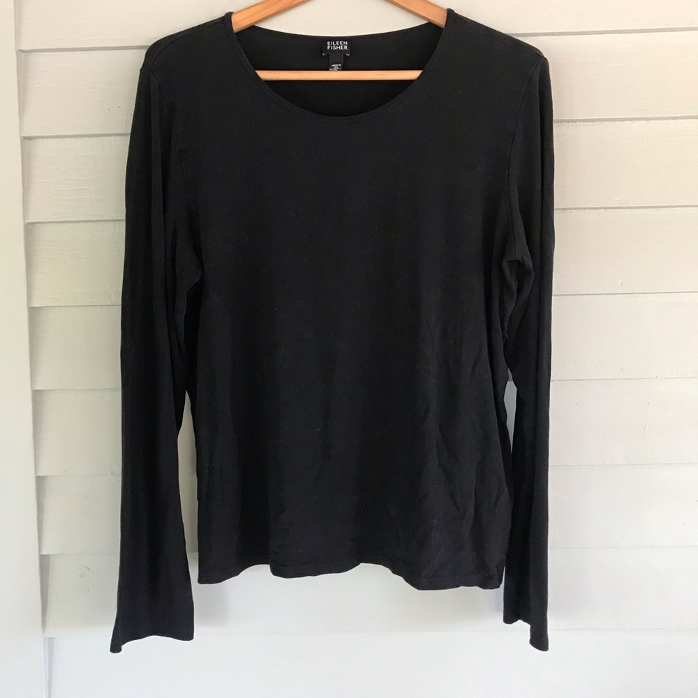 Eileen Fisher XL black long sleeve shirt Italian